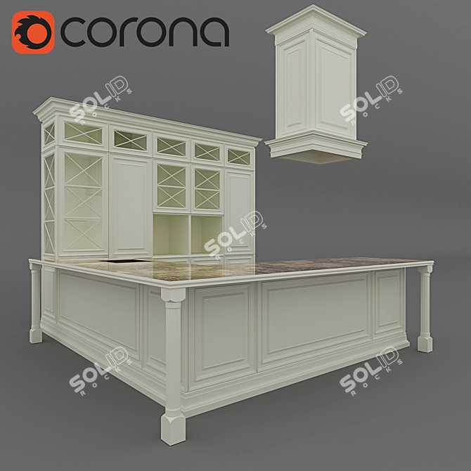 Elegant Oak Kitchen: Olivia 3D model image 2