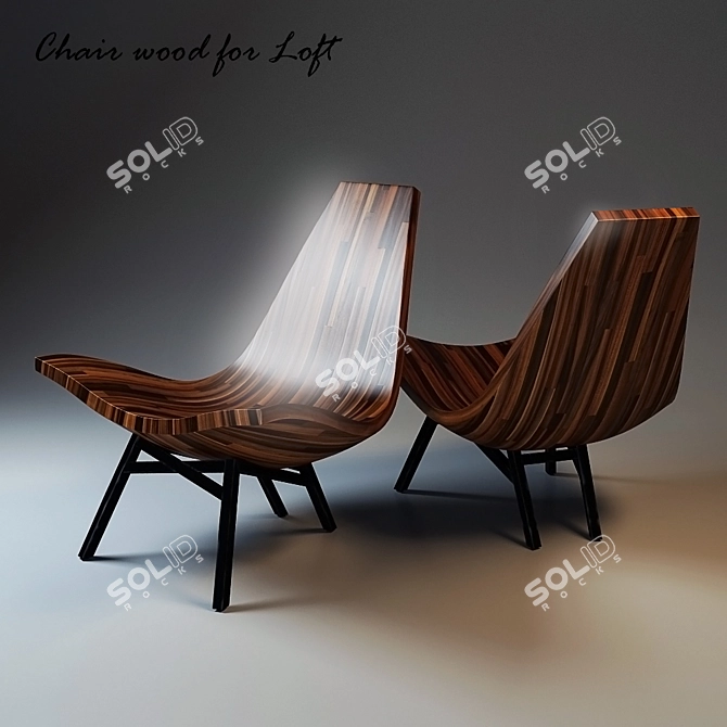 Elegant Wood-Metal Chair 3D model image 1