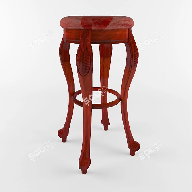 Wooden Stool 3D model image 1