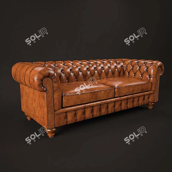 Elegant Cromwell Chesterfield Sofa 3D model image 1