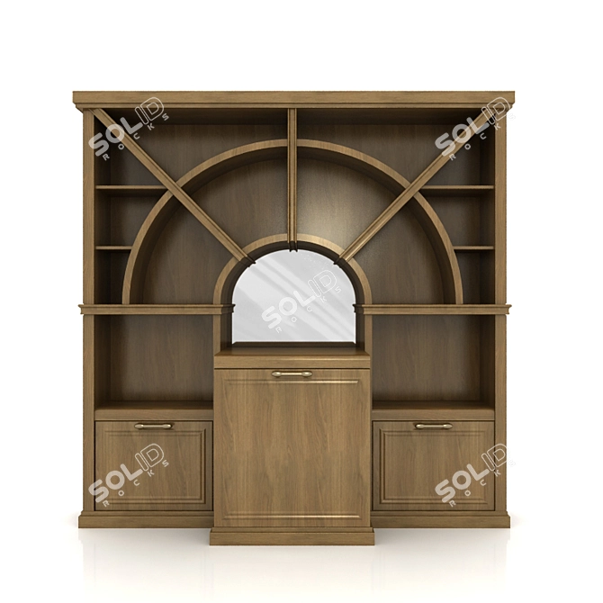 Architectural Bar Cabinet with Fridge 3D model image 2