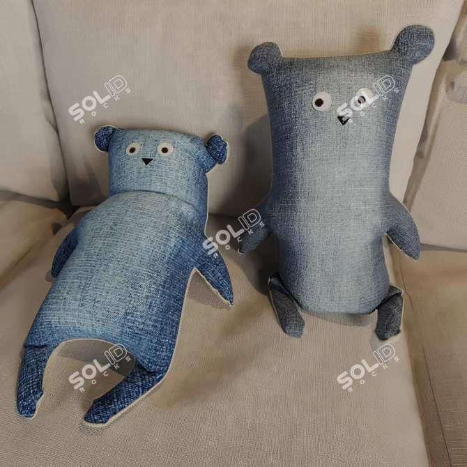 Denim Fabric Toys 3D model image 1