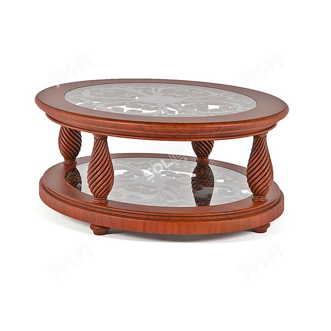 Elegant Oval Glass Coffee Table 3D model image 1