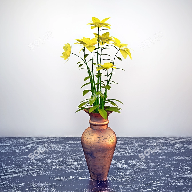 Elegant Blooming Decor: Flower Vase 3D model image 1