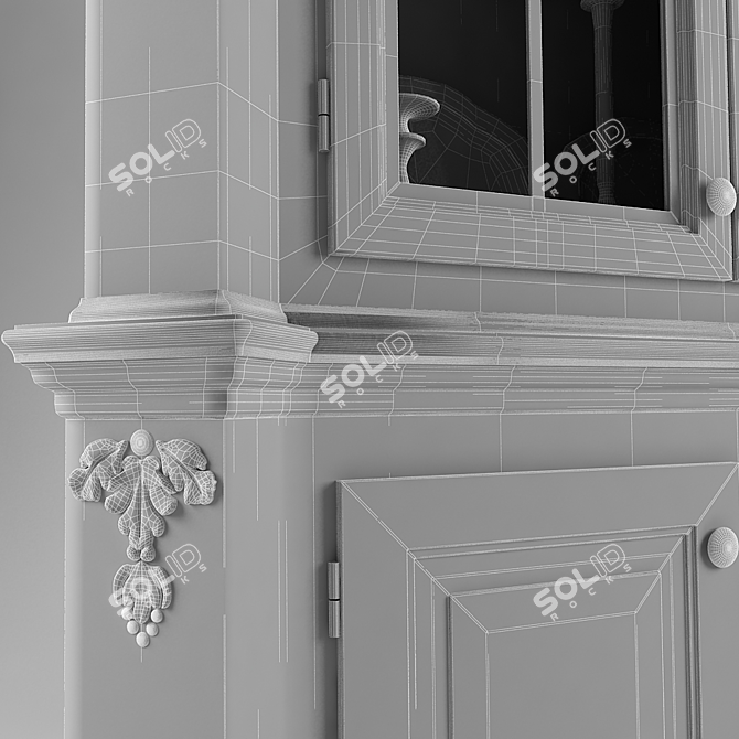 Antique Oak Silverware Cupboard 3D model image 2