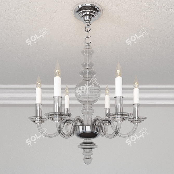 Elegant Crystal Chandelier with Polished Nickel 3D model image 1