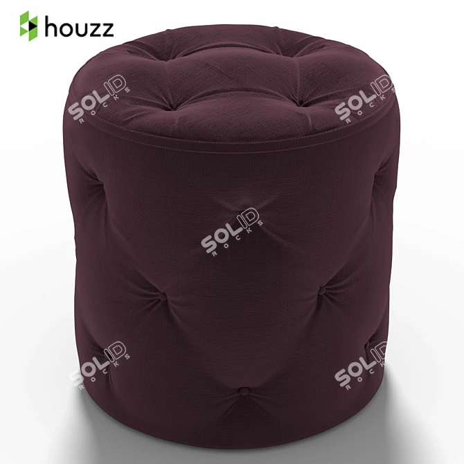 Plush Purple Ottoman - Curves Collection 3D model image 1