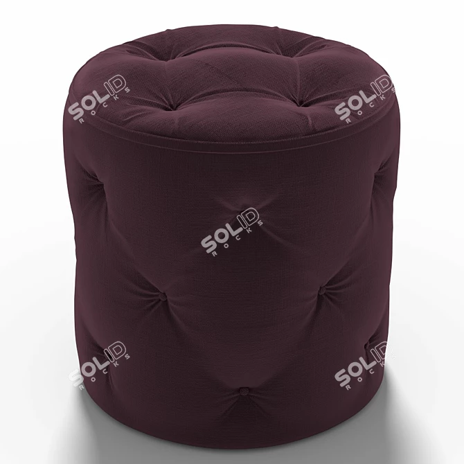 Plush Purple Ottoman - Curves Collection 3D model image 3