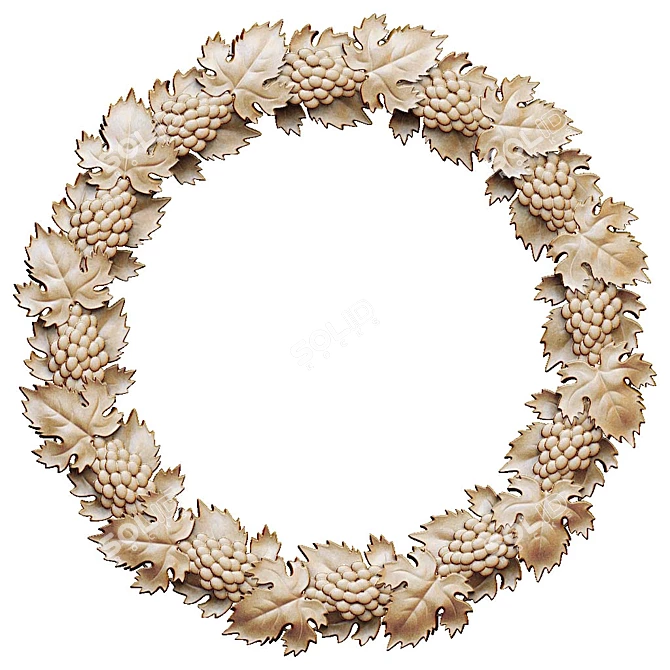 Oak Leaf Round Frame 3D model image 1