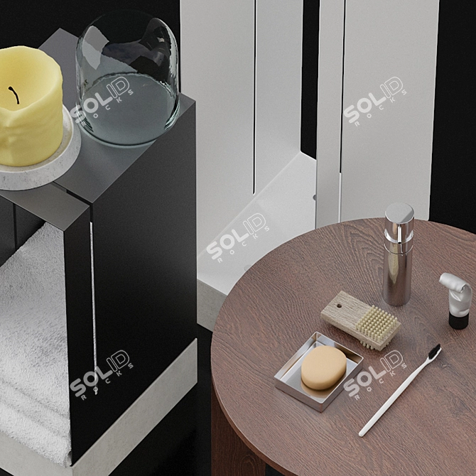 Luxury Bathroom Set: Osaka Table, Metal Cabinets, Soap Dispenser & More 3D model image 2