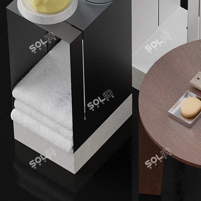 Luxury Bathroom Set: Osaka Table, Metal Cabinets, Soap Dispenser & More 3D model image 3