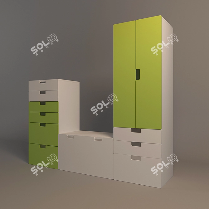 Stylish Storage Solution: IKEA Stuva Wardrobe 3D model image 1