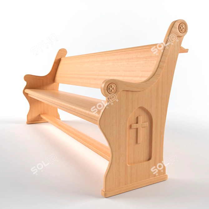 Church Pew: Traditional Seating Solution 3D model image 1