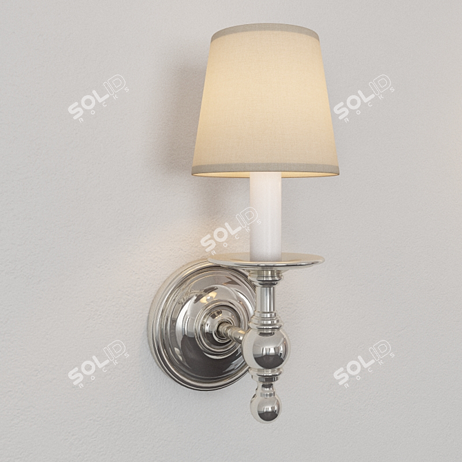 Polished Nickel Studio Sconce 3D model image 1