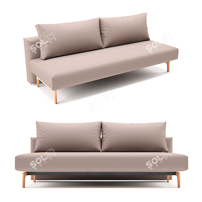 INNOVATION Trym Sofa Bed: 140x200cm Pocket Spring, Oak Legs 3D model image 1