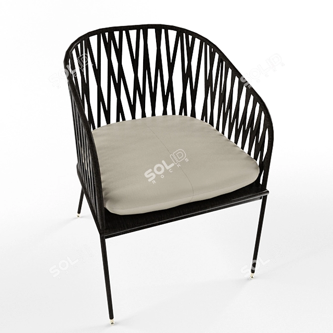 Elegant Wicker Outdoor Chair 3D model image 2