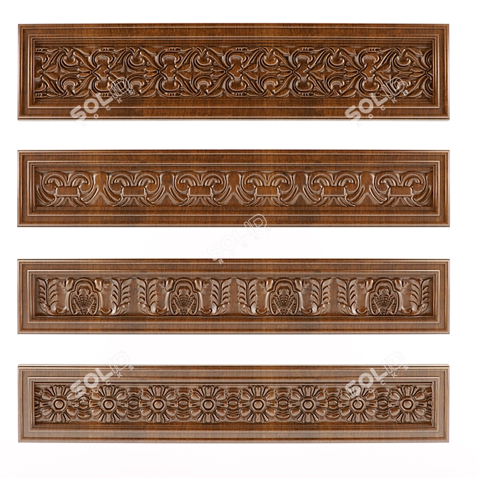 Carved Friezes Set 3D model image 1