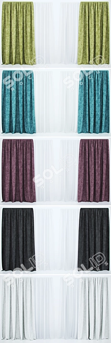 Luxurious Velvet Curtains 3D model image 2