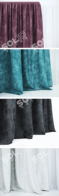 Luxurious Velvet Curtains 3D model image 3