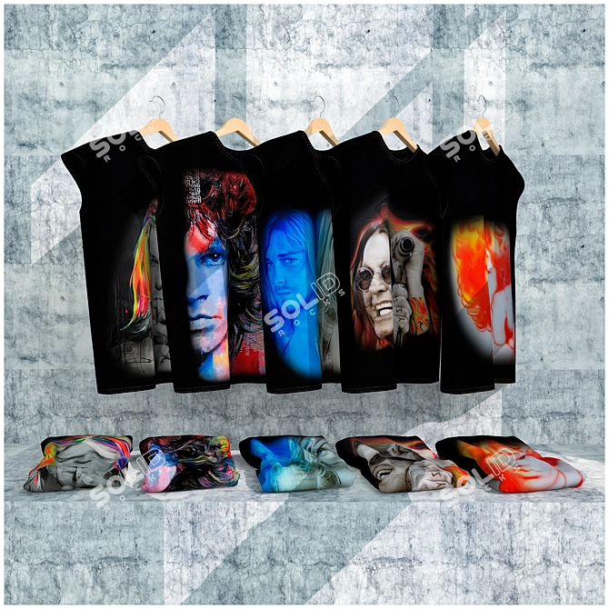 Rock Legends T-Shirt Set 3D model image 1