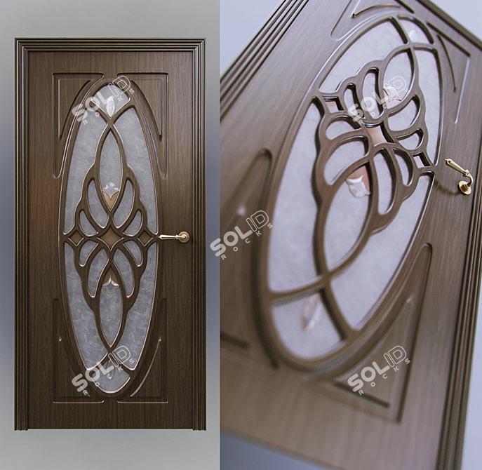 Elegant Stained Glass Door 3D model image 1