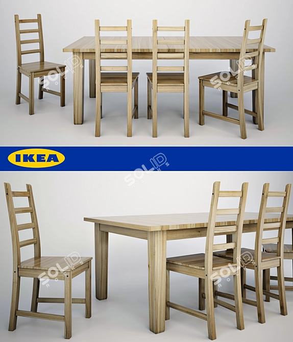 Modern Scandinavian Dining Set 3D model image 2