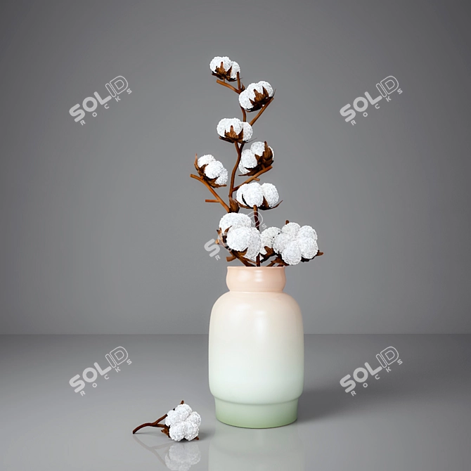 Cotton Branch Decorative Accessory 3D model image 1