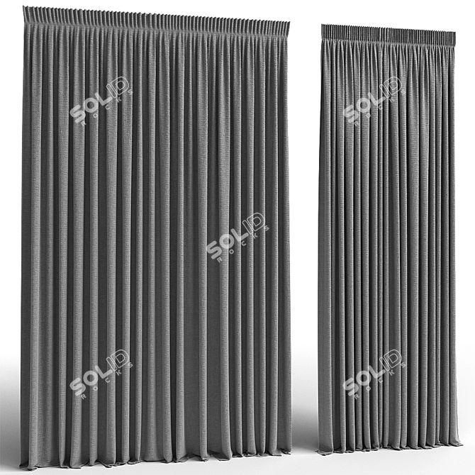 Dual-Position Curtain Set 3D model image 1