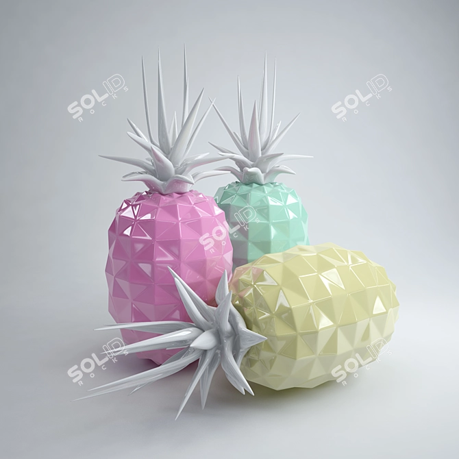 Elegant Porcelain Pineapple Decoration 3D model image 1