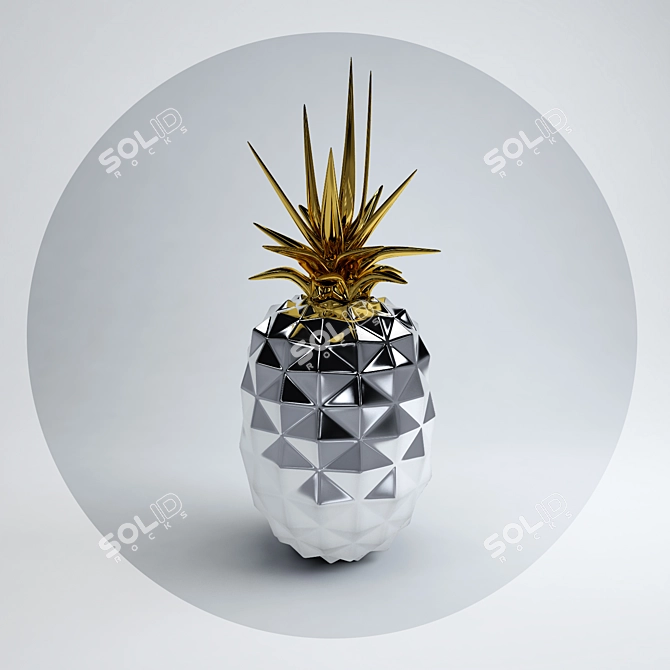 Elegant Porcelain Pineapple Decoration 3D model image 3