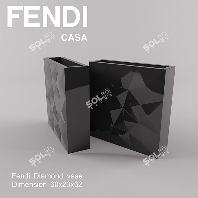 Fendi Diamond Vase: Luxurious Floral Décor 3D model image 2