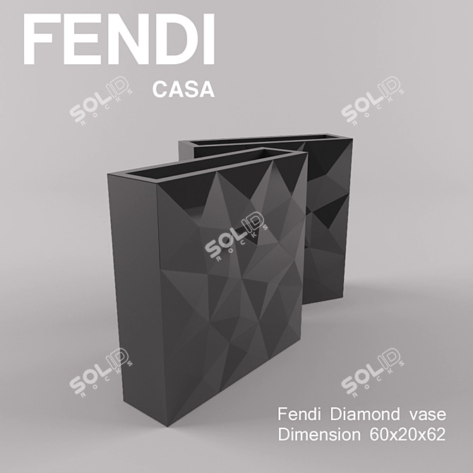 Fendi Diamond Vase: Luxurious Floral Décor 3D model image 3