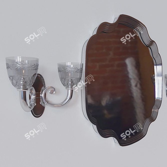 King GO Lucido Mirror + Wall Sconce 3D model image 2