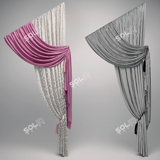 Title: Trapezoidal Window Curtains 3D model image 1