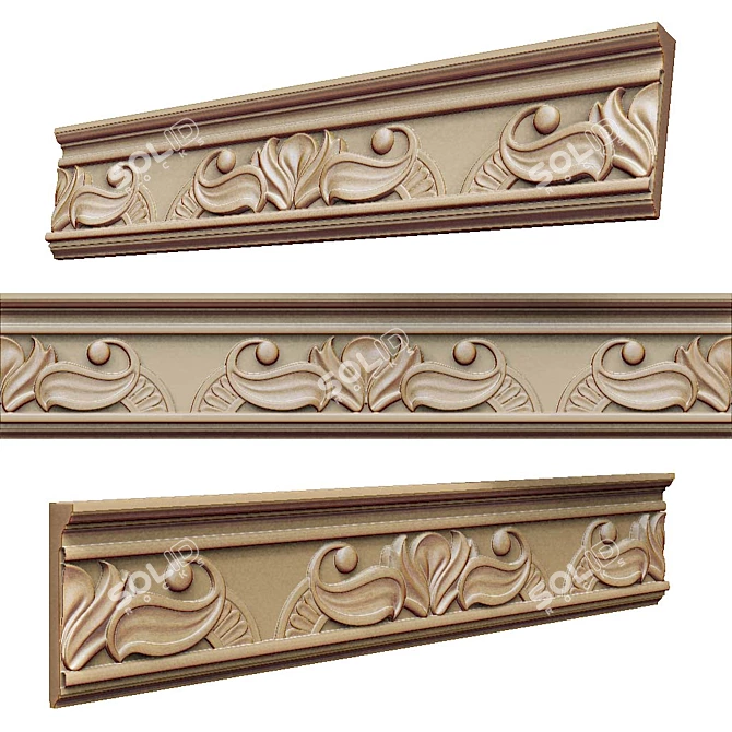 Elegant Ornamental Cornice 3D model image 1