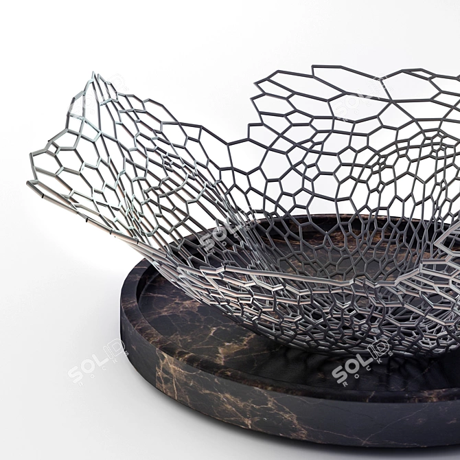 Contemporary Steel & Stone Vase 3D model image 2