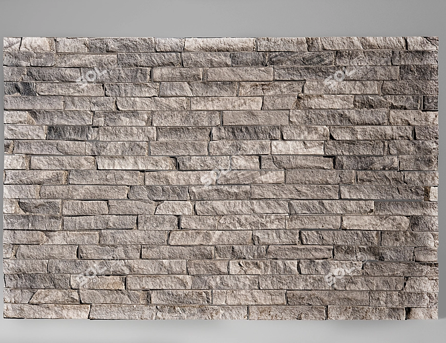 Textured Brick Wall Kit 3D model image 1