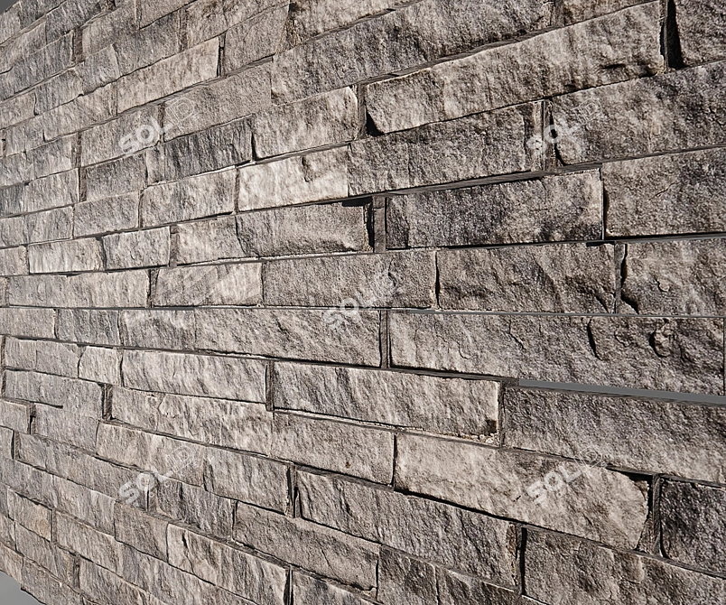 Textured Brick Wall Kit 3D model image 2