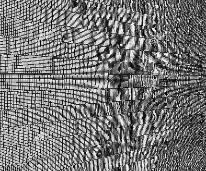 Textured Brick Wall Kit 3D model image 3