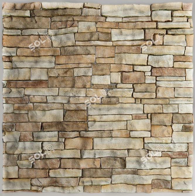 Textured Bricks with Accessories 3D model image 1