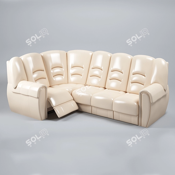 Modern Leather Corner Sofa 3D model image 1