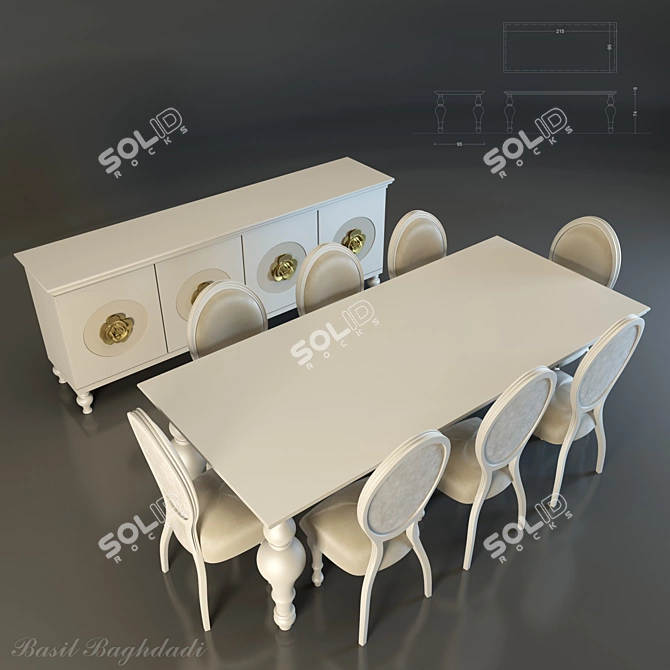 Contemporary Dining Room Set 3D model image 3