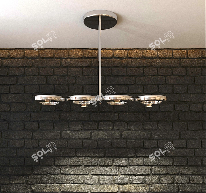 Polished Nickel Ceiling Light 3D model image 2