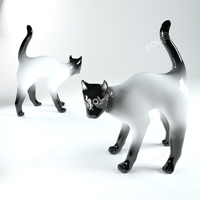 Elegant Cat Figurine 3D model image 1