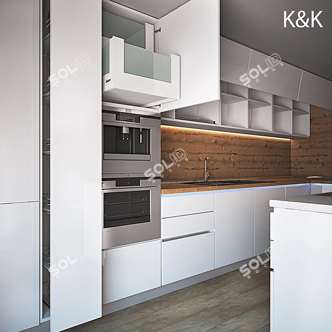 Modern Kitchen Furniture Set 3D model image 1