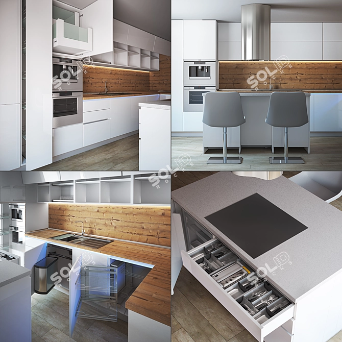 Modern Kitchen Furniture Set 3D model image 2