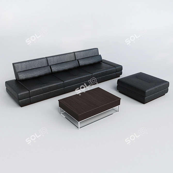 Modern 3-Seater Sofa 3D model image 1