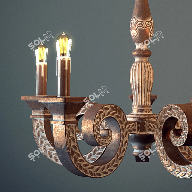 Elegant 5-Horn Balustrade Chandelier 3D model image 2