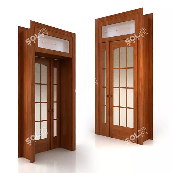 High and Stylish Half-Glass Double Doors 3D model image 1