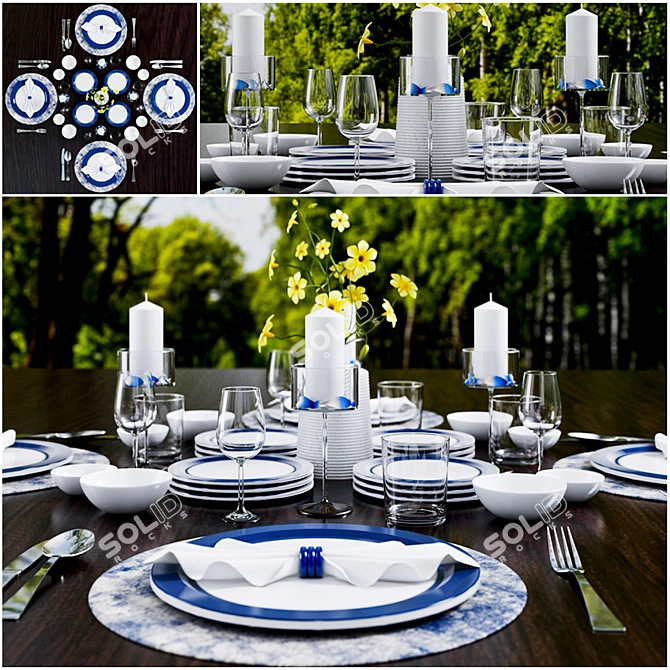 Elegant 3D Max Tableware 3D model image 1